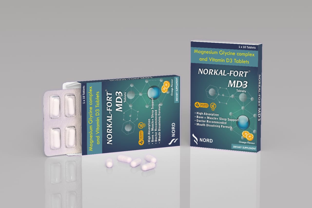 NORKAL-FORT MD3 Magnesium Glycine & Vitamin D3 Tablets